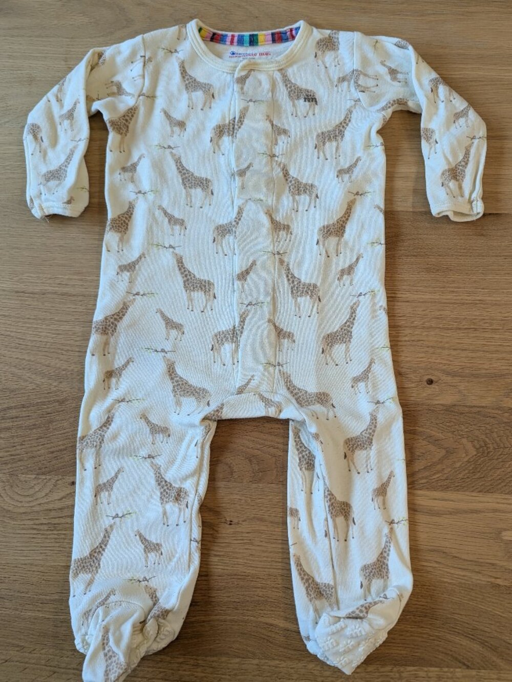 Magnetic Me Organic Cotton Footie 6-9M Cream Jolie Giraffe
